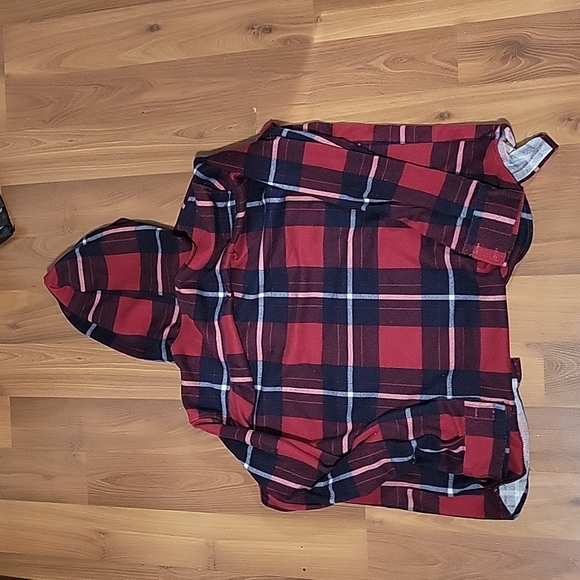 Plaid button down with hood - Picture 2 of 2